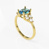 10K Yellow Gold Ring with Three Stone Oval Cubic Zirconia