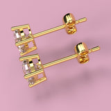 Yellow Gold Plated Cubic Zirconia Stud Earrings for Women 5mm
