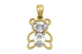 10K Yellow Gold Teddy Pendant with White Cubic Zirconia
