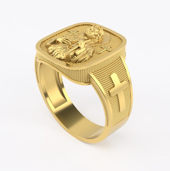 Men's Diamond Greek Key Pattern Ring 1/2 ct tw 10K Yellow Gold | Kay