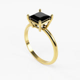 10K Yellow Gold Ring with Square Cubic Zirconia