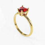 10K Yellow Gold Ring with Heart Cubic Zirconia