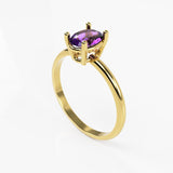10K Yellow Gold Ring with Oval Cubic Zirconia