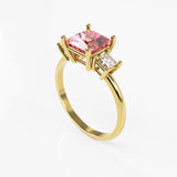 10K Yellow Gold Ring with Square Three Stone Cubic Zirconia