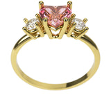 10K Yellow Gold Ring with Two Stone Heart Cubic Zirconia