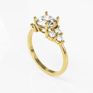 10K Yellow Gold Ring with Three Stone Round Cubic Zirconia