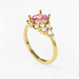 10K Yellow Gold Ring with Three Stone Oval Cubic Zirconia