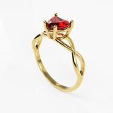 10K Yellow Braided Gold Ring with Heart Cubic Zirconia