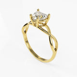 10K Yellow Braided Gold Ring with Heart Cubic Zirconia