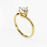 10K Yellow Gold Ring Balance with Round Cubic Zirconia