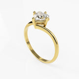 10K Yellow Gold Ring Balance with Heart Cubic Zirconia