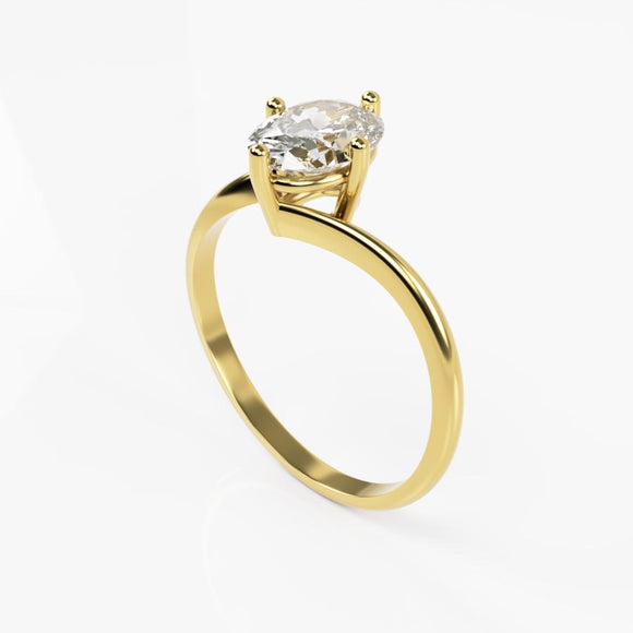 10K Yellow Gold Ring Balance with Oval Cubic Zirconia