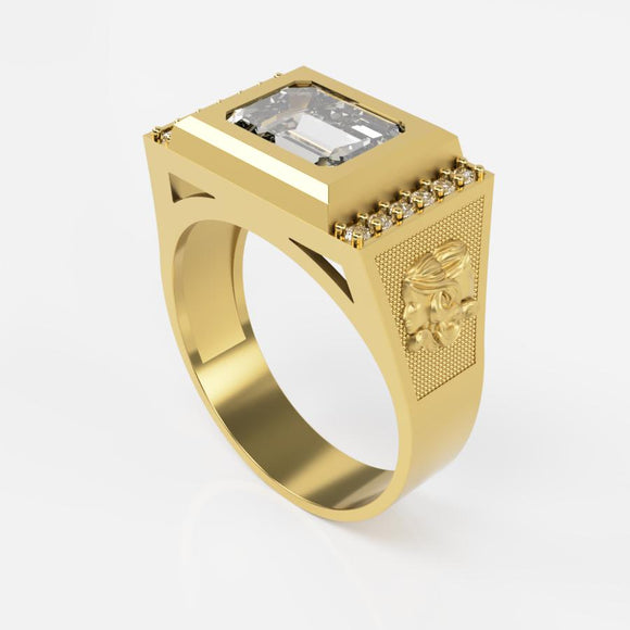 10K Yellow Gold Men Ring Zodiac Horoscope Sign Geminis